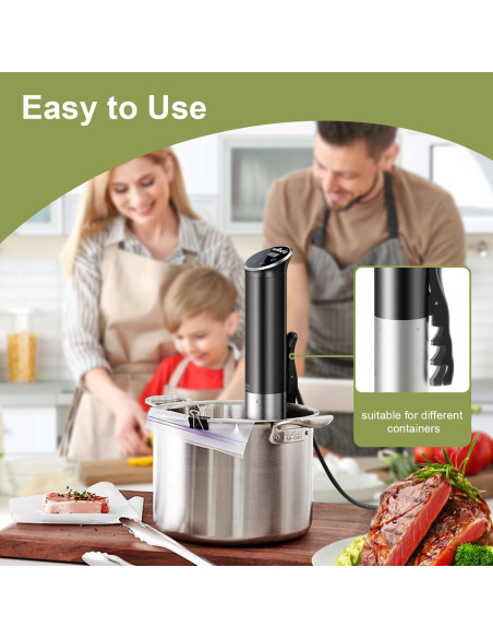 Cocinero Sous Vide Wancle 1100W Compacto IPX7 Negro