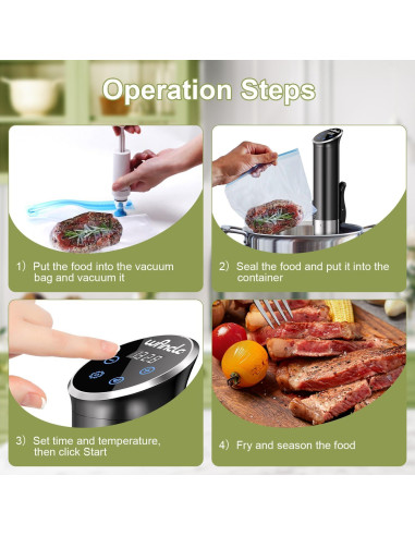 Cocinero Sous Vide Wancle 1100W Compacto IPX7 Negro