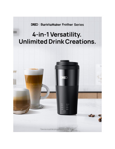 Espumador de Leche Dreo DR-KMF003 Eléctrico 4-en-1 Negro