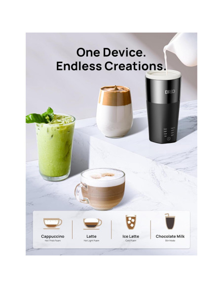 Espumador de Leche Dreo DR-KMF003 Eléctrico 4-en-1 Negro