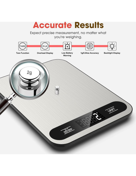 Balanza de Cocina Digital Mik-Nana 10kg Acero Inoxidable LCD