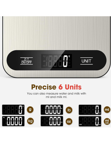 Balanza de Cocina Digital Mik-Nana 10kg Acero Inoxidable LCD