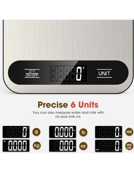 Balanza de Cocina Digital Mik-Nana 10kg Acero Inoxidable LCD