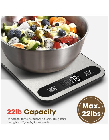 Balanza de Cocina Digital Mik-Nana 10kg Acero Inoxidable LCD