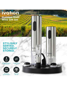 Juego de Vino Eléctrico Ivation - Sacacorchos y Aerador 2