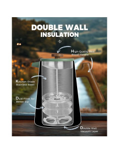 Cafetera Prensa Francesa POLIVIAR 1.0 L Acero Inoxidable Verde 2