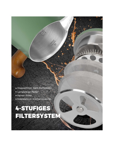 Cafetera Prensa Francesa POLIVIAR 1.0 L Acero Inoxidable Verde