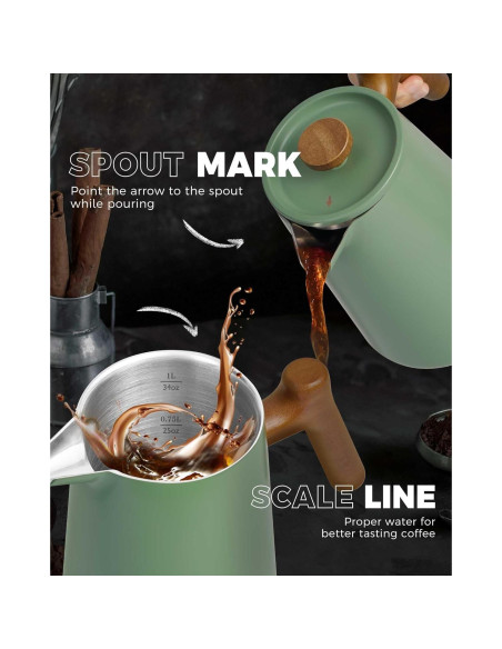 Cafetera Prensa Francesa POLIVIAR 1.0 L Acero Inoxidable Verde