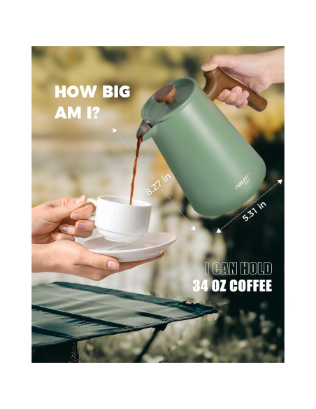 Cafetera Prensa Francesa POLIVIAR 1.0 L Acero Inoxidable Verde