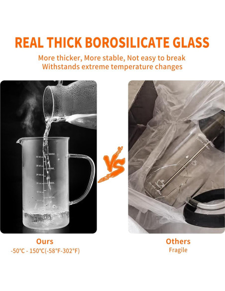 Cafetera Prensa Francesa wedrink 1000ml Vidrio Borosilicato