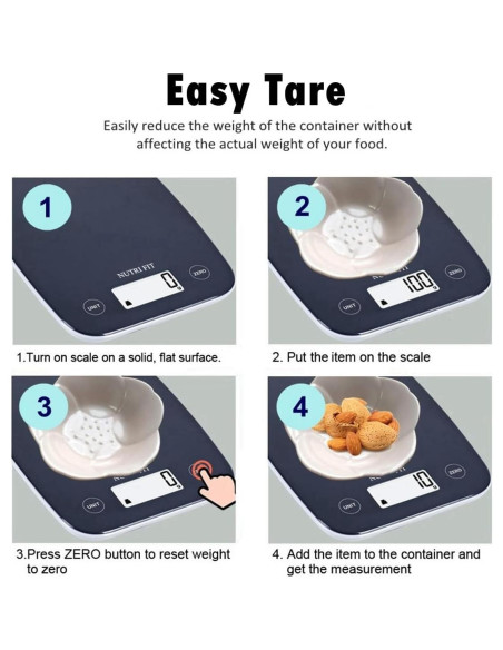 Balanza Digital de Cocina NUTRI FIT 5kg LCD Precisión 1g