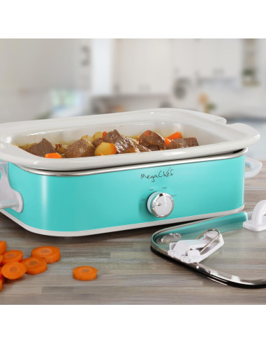 Cazuela Rectangular MegaChef 3.5L con Tapa de Vidrio y 3 Temperaturas