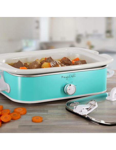 Cazuela Rectangular MegaChef 3.5L con Tapa de Vidrio y 3 Temperaturas