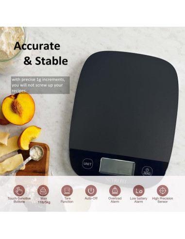 Balanza de Cocina Digital NUTRI FIT 5kg Precisa Tare Inteligente