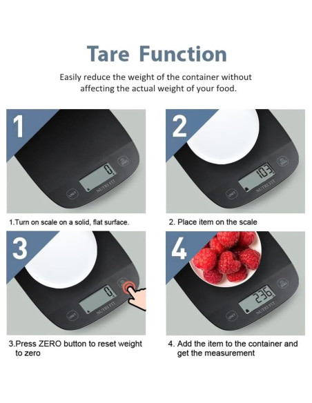 Balanza de Cocina Digital NUTRI FIT 5kg Precisa Tare Inteligente