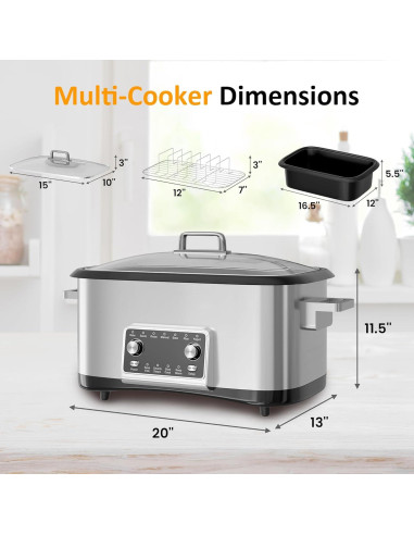 Olla de Cocción Lenta Programable HEYNEMO 8 Cuartos 12-en-1