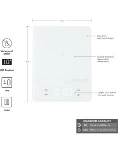 Balanza de Cocina Digital KitchenAid KQ913 IPX7 5kg Blanca 2