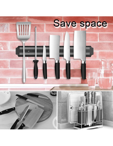 Soporte Magnético para Cuchillos AEYTLOI 38cm Acero Inoxidable Negro
