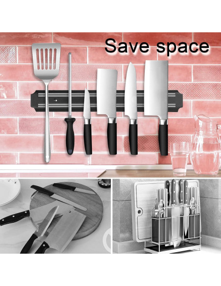 Soporte Magnético para Cuchillos AEYTLOI 38cm Acero Inoxidable Negro