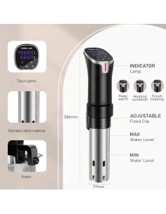 Cocedor Sous Vide Hooflszcok 1100W Pantalla Táctil APP 8L 2