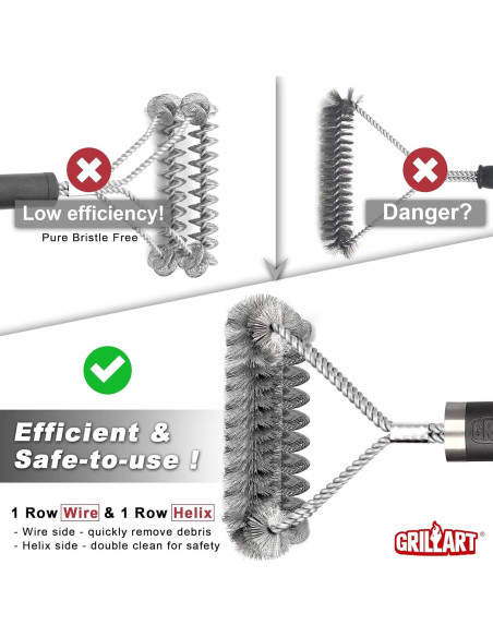 Cepillo para Parrilla GRILLART 2 en 1 Acero Inoxidable 45,72 cm