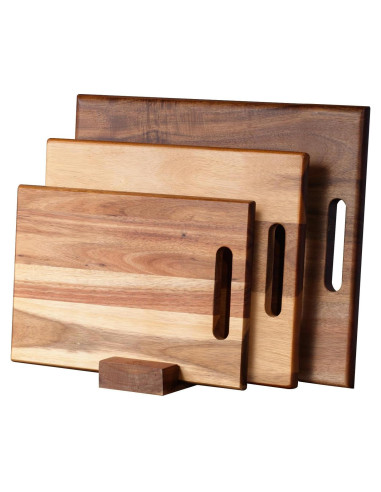 Conjunto de 3 tablas de cortar de madera de acacia YSTKC
