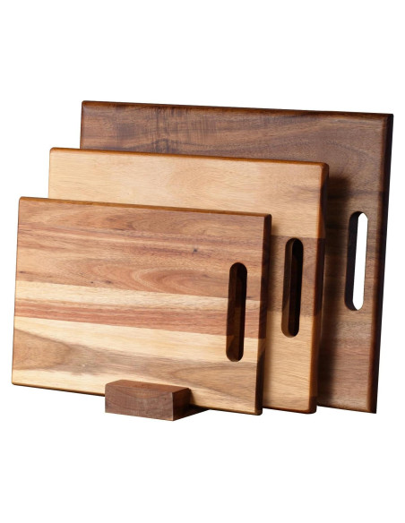 Conjunto de 3 tablas de cortar de madera de acacia YSTKC