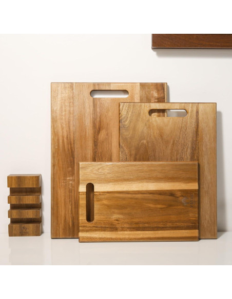 Conjunto de 3 tablas de cortar de madera de acacia YSTKC