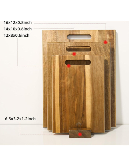 Conjunto de 3 tablas de cortar de madera de acacia YSTKC