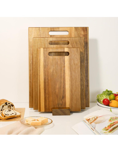 Conjunto de 3 tablas de cortar de madera de acacia YSTKC