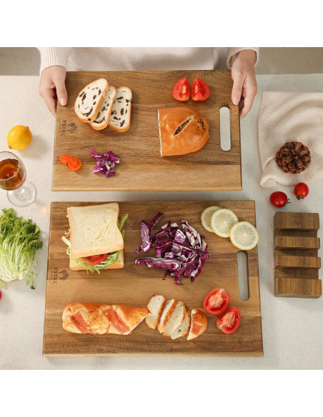 Conjunto de 3 tablas de cortar de madera de acacia YSTKC