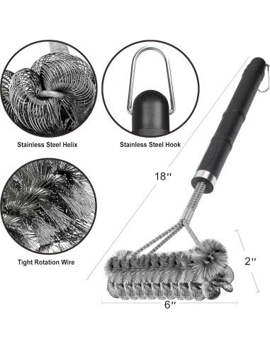 Cepillo para Parrilla GRILLART 2 en 1 Acero Inoxidable 45,72 cm