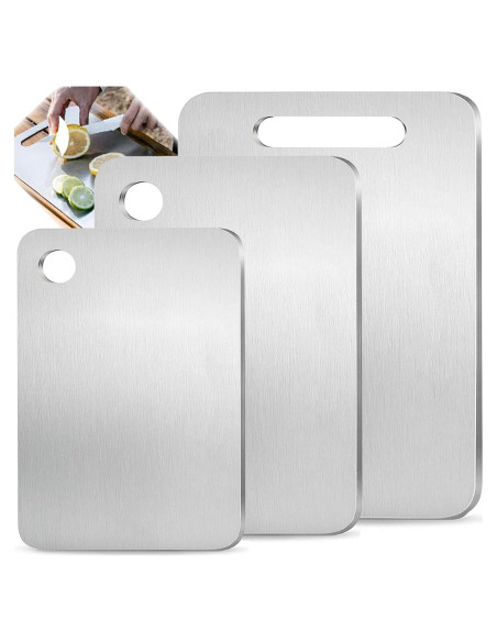 Juego de 3 Tablas de Cortar de Titanio 100% Puro - Apto Lavavajillas
