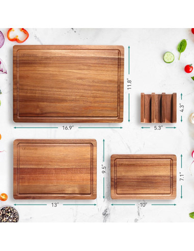 Juego de 3 Tablas de Cortar de Madera Acacia LazioPater