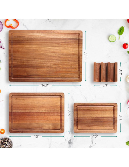 Juego de 3 Tablas de Cortar de Madera Acacia LazioPater