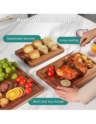 Juego de 3 Tablas de Cortar de Madera Acacia LazioPater