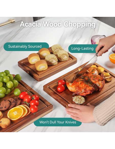 Juego de 3 Tablas de Cortar de Madera Acacia LazioPater