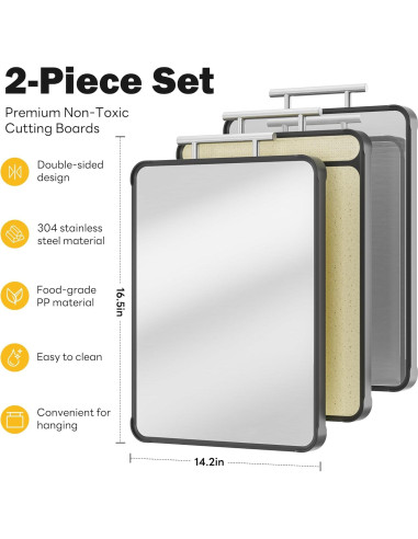 Juego de 2 tablas de cortar TalingMA de acero inoxidable 42x29 cm