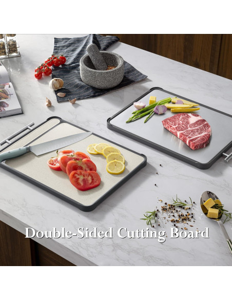 Juego de 2 tablas de cortar TalingMA de acero inoxidable 42x29 cm