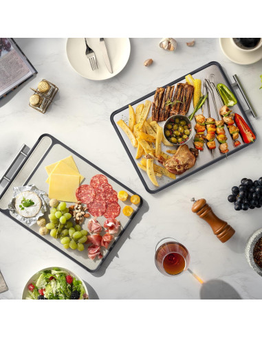 Juego de 2 tablas de cortar TalingMA de acero inoxidable 42x29 cm