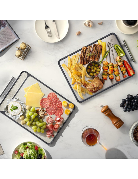 Juego de 2 tablas de cortar TalingMA de acero inoxidable 42x29 cm