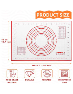Alfombrilla de Silicona GWHOLE 60x40cm Antiadherente para Hornear 2
