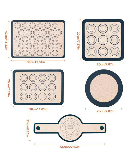 Estera de Hornear de Silicona GaesQae 5 Piezas Antiadherente