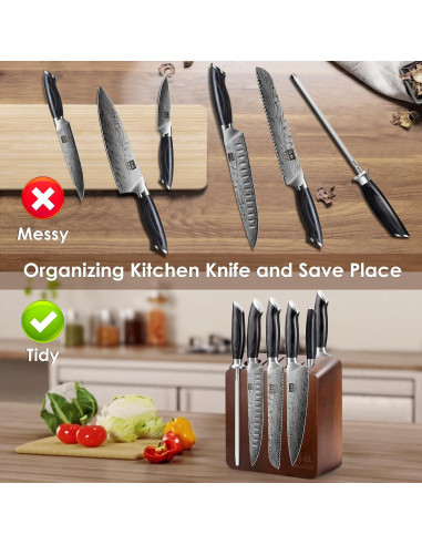 Bloque Magnético para Cuchillos SHAN ZU de Madera Acacia 23.9x9.7 cm