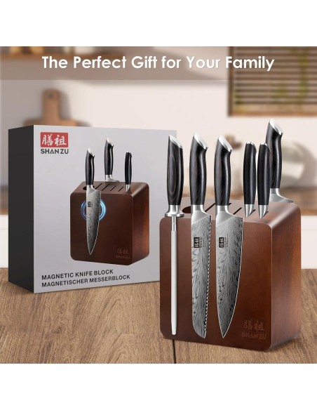 Bloque Magnético para Cuchillos SHAN ZU de Madera Acacia 23.9x9.7 cm