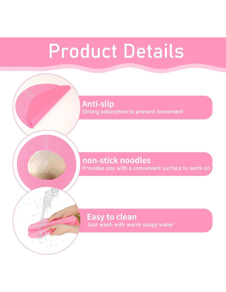 Alfombrilla de Silicona KALIONE 30 cm Redonda Antiadherente Rosa