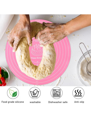 Alfombrilla de Silicona KALIONE 30 cm Redonda Antiadherente Rosa
