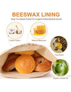 Bolsas de Pan Reutilizables WiNDANCE - 2 Unidades XL 43x33cm 2