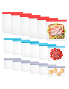 18 Bolsas de Silicona Reutilizables Ptwola a Prueba de Fugas