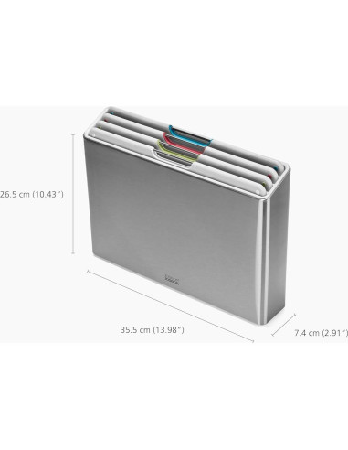 Set de 4 Tablas de Cortar Joseph Joseph con Estuche Acero Inoxidable